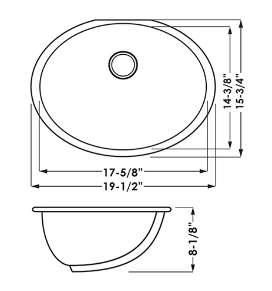 US1714W (17x14) BATHROOM SINK