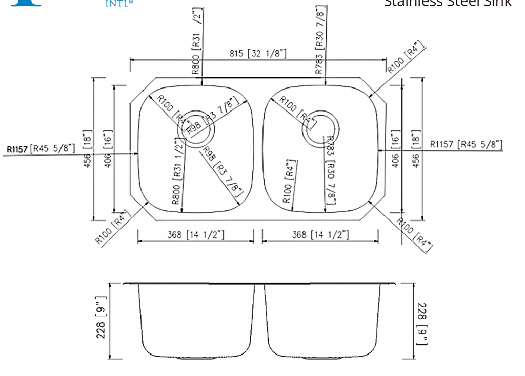 SINK 5050 PLVS STANDARD 18 - GAUGE STAINLESS STEEL DOUBLE BOWL UNDERMOUNT KITCHEN