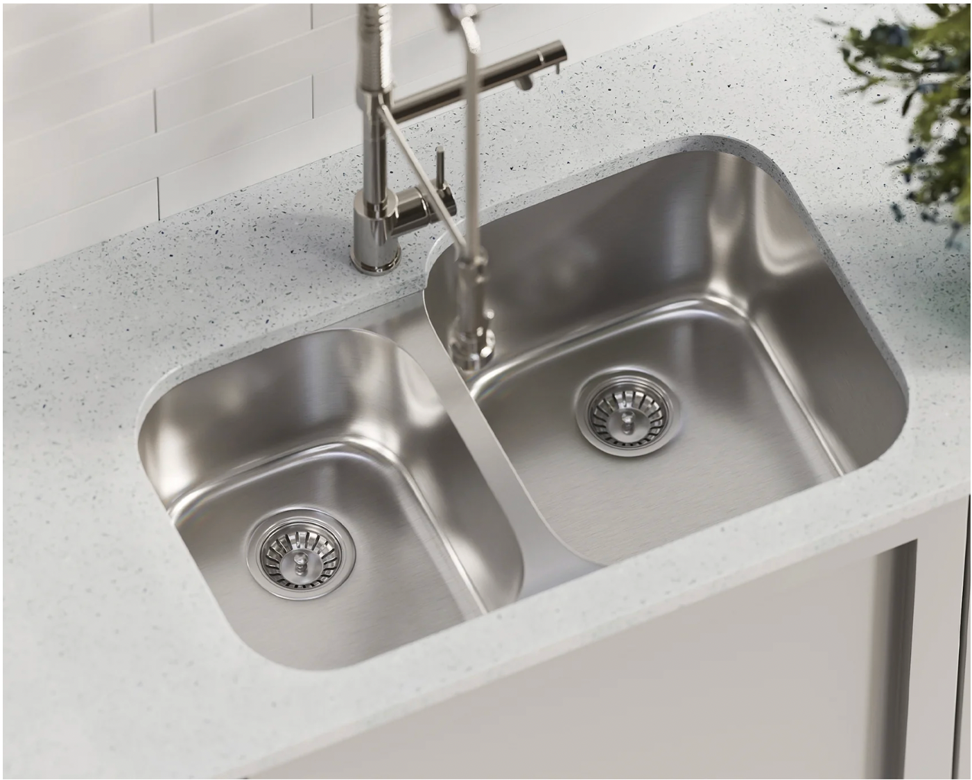 SINK 4060 PLVSN STANDARD 18 GAUGE STAINLESS STEEL DOUBLE BOWL UNDERMOUNT KITCHEN