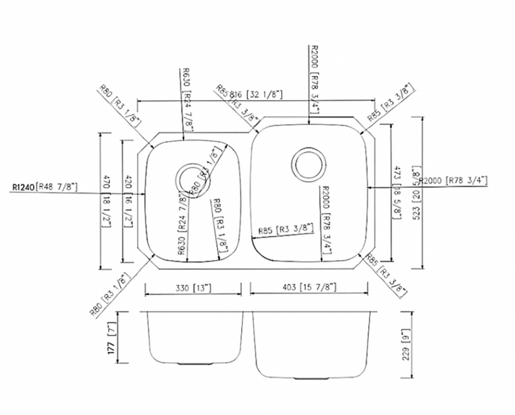 SINK 4060 PLVSN STANDARD 18 GAUGE STAINLESS STEEL DOUBLE BOWL UNDERMOUNT KITCHEN