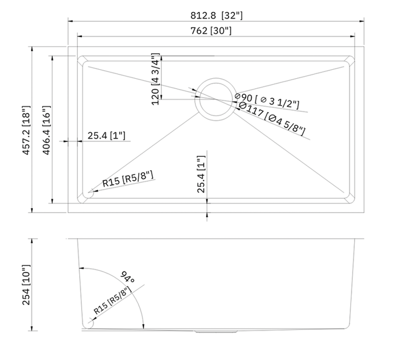 SINK 3218 PLHA115 MICRO RADIUS 18 GAUGE STAINLESS STEEL UNDERMOUNT KITCHEN