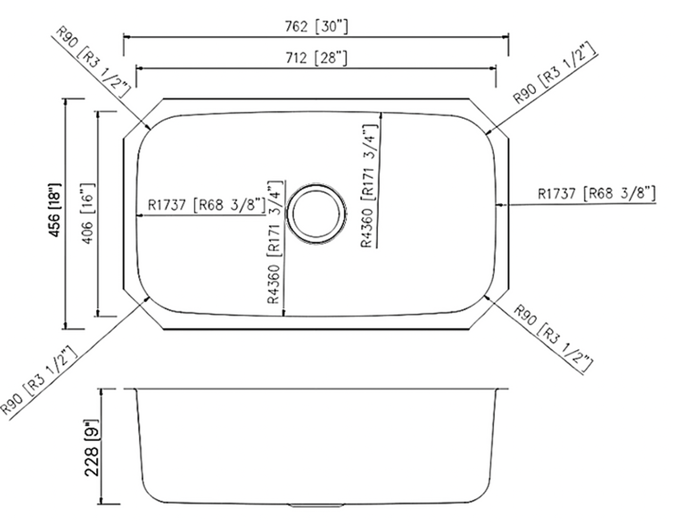 SINK 3018 PLVS STANDARD 18 GAUGE STAINLES STEEL SINGLES