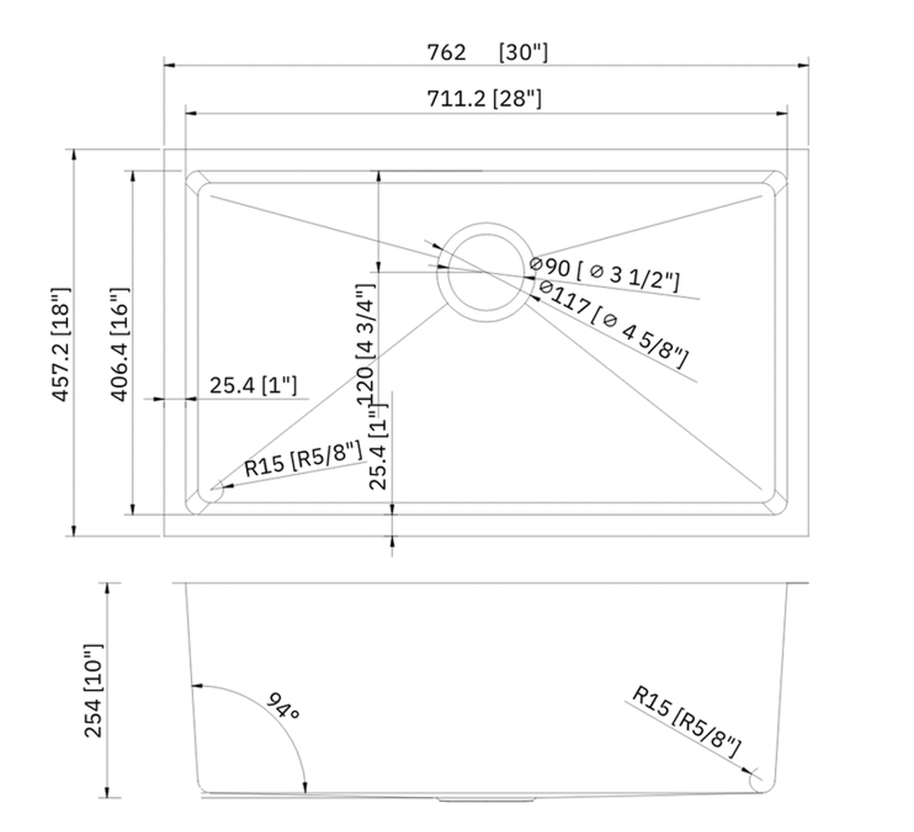 SINK 3018 PLHA109 MICRO RADIUS 18 GAUGE STAINLESS STEEL UNDERMOUNT KITCHEN