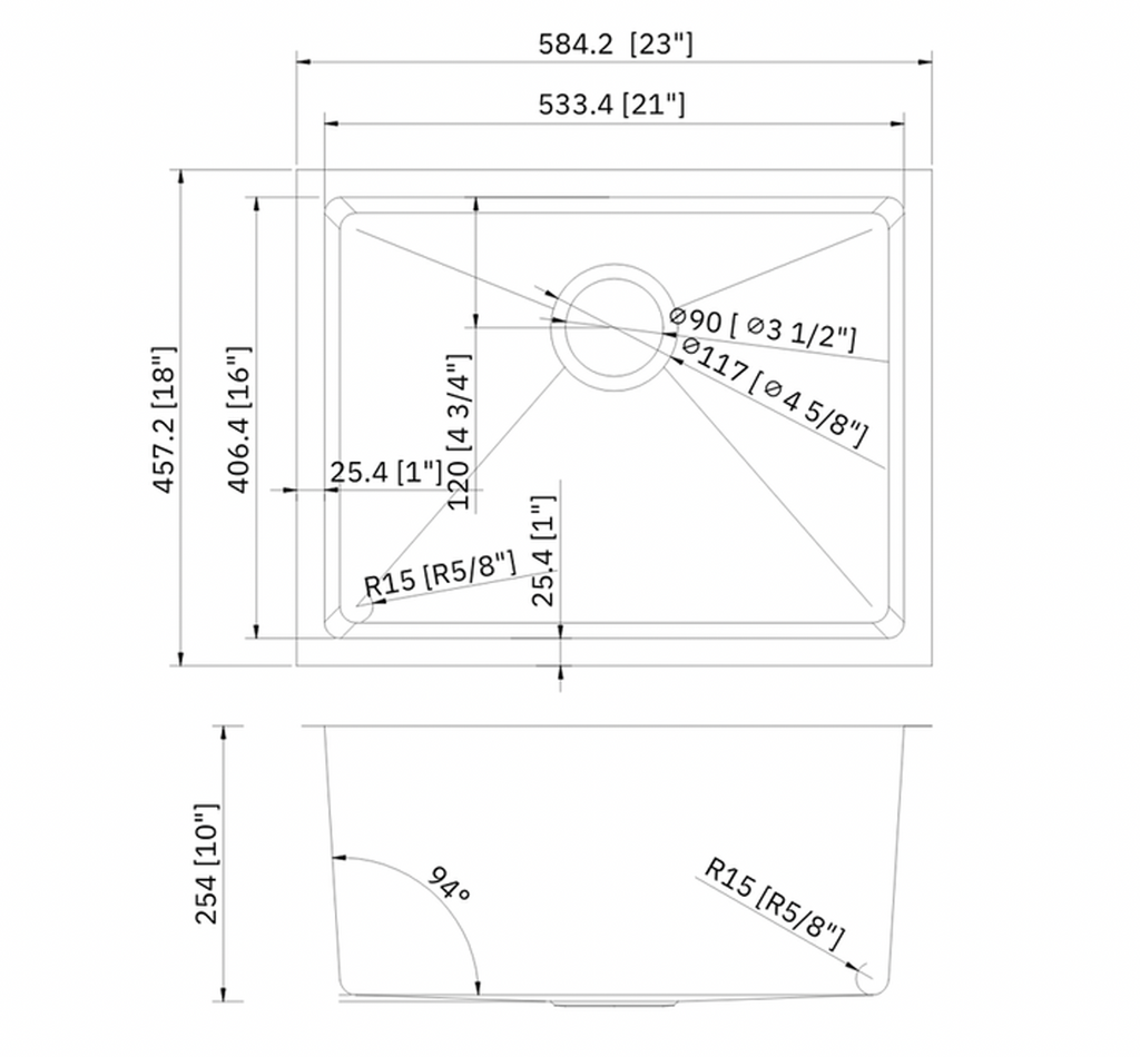 SINK 2318 PLHA108 MICRO RADIUS 18 GAUGE STAINLESS STEEL UNDERMOUNT KITCHEN