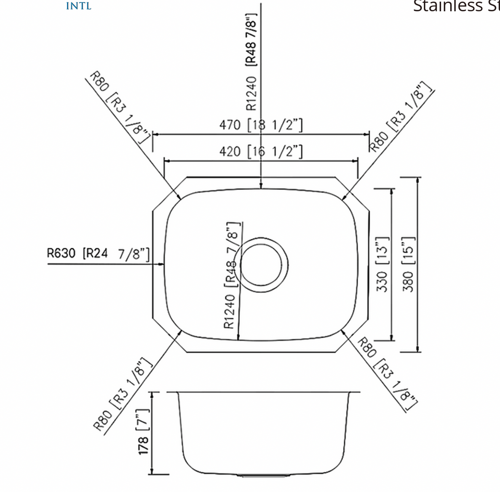 SINK 1815 PLVS STANDARD 18 GAUGE STAINLESS STEEL SINGLE BOWL UNDERMOUNT KITCHEN