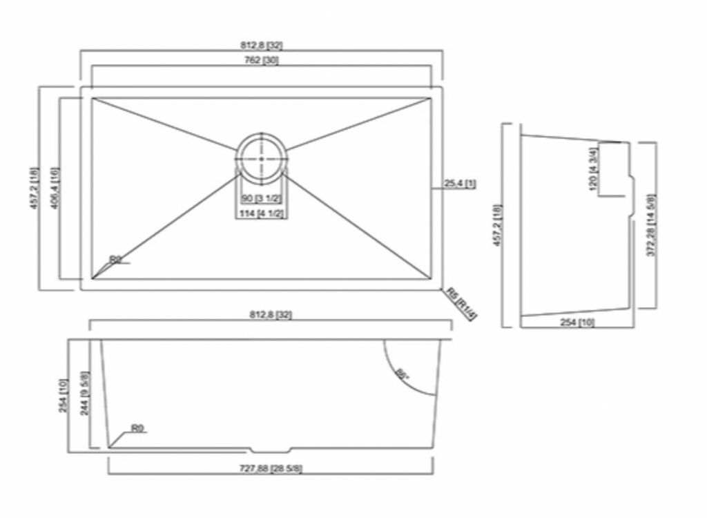 HU321810SE-R10 SINK FOR KITCHEN BLACK STANLESS STEEL 32X18 - 3218