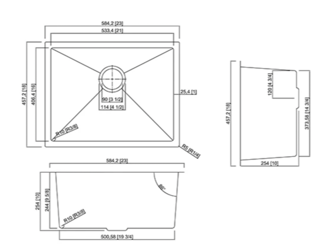 HU231810SE-R10 SINK FOR KITCHEN UNDERMOUNT 23X18 MICRO RADIUS