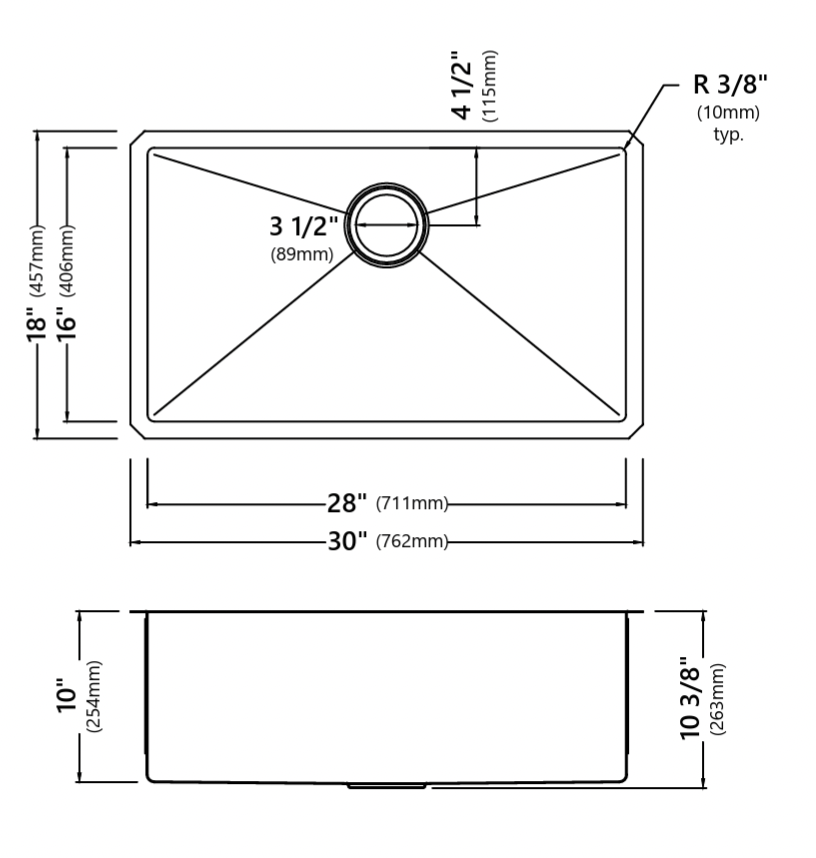 KRAUS UNDERMOUNT SINK KHU100-30