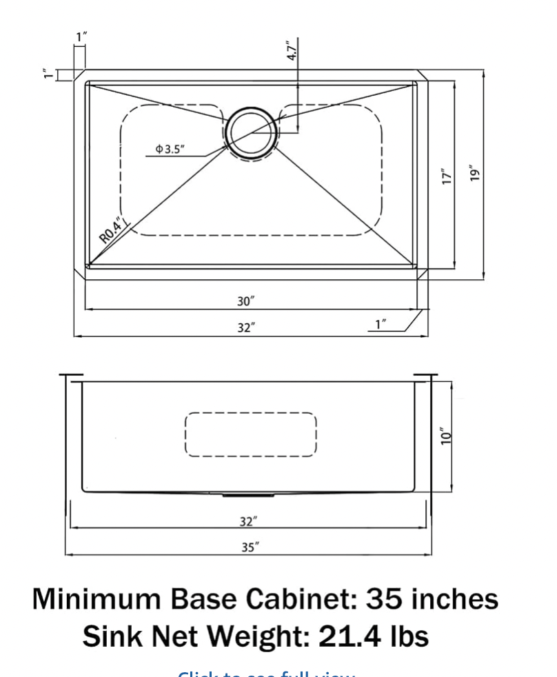 HM3219S-BN SINK FOR KITCHEN 32X19 18G - 3219