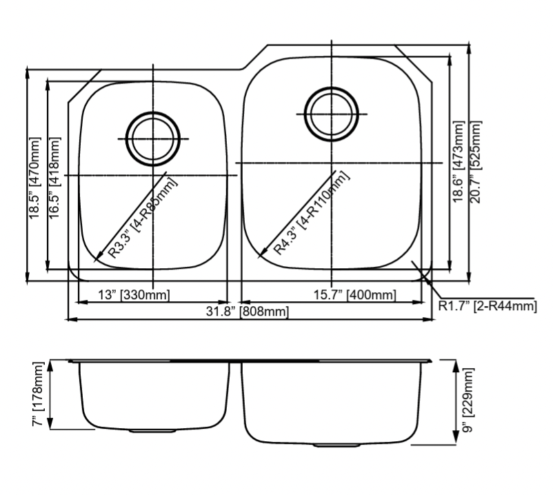 GSR-18-4060 Genesis Series 18G Stainless Steel Sink