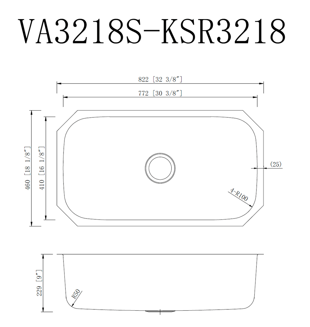 KSR3218 SINK FOR KITCHEN 32X18 STANDARD -SINGLE