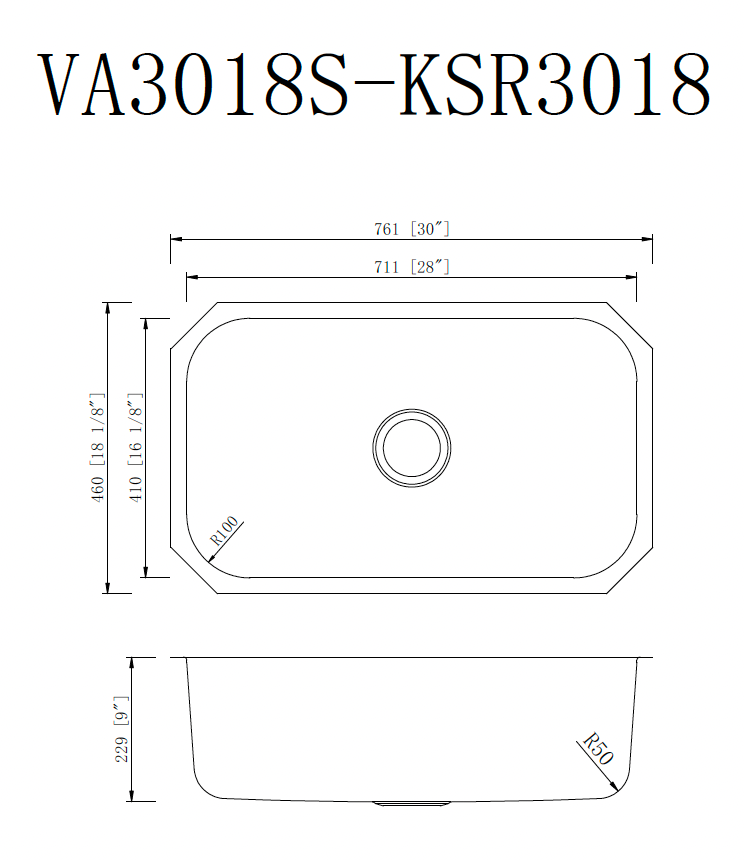 KSR3018 SINK FOR KITCHEN 30X18 STANDARD -SINGLE