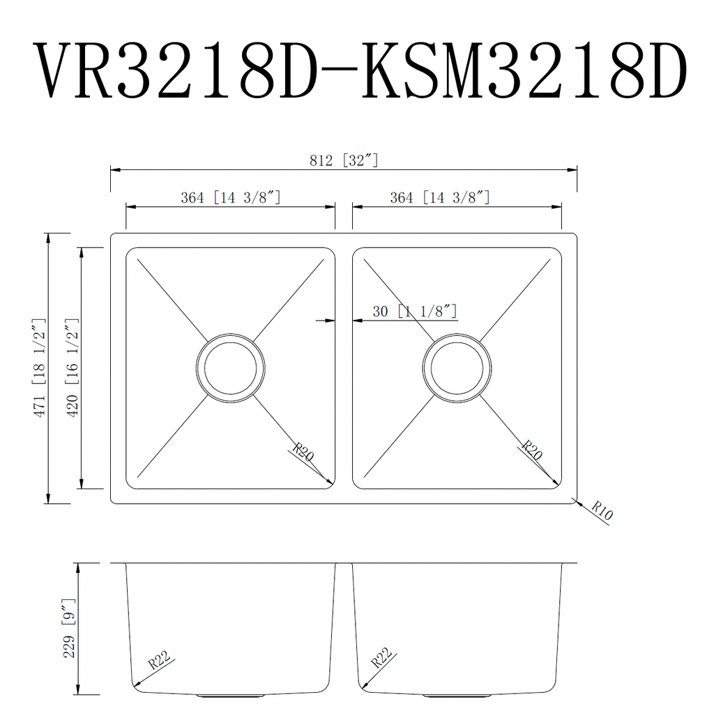 KSM3218D SINK FOR KITCHEN 5050 MICRO RADIUS -SINGLE