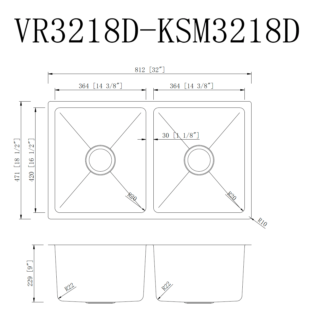KSM3218D SINK FOR KITCHEN 5050 MICRO RADIUS -SINGLE