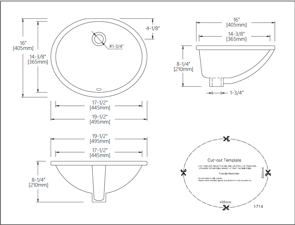 3058 - 1714W SINK FOR BATHROON OVAL WHITE