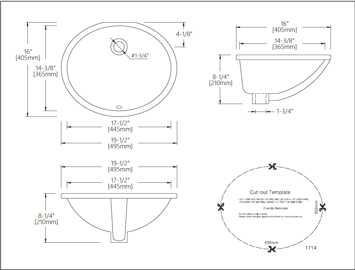 3058 - 1714W SINK FOR BATHROON OVAL WHITE