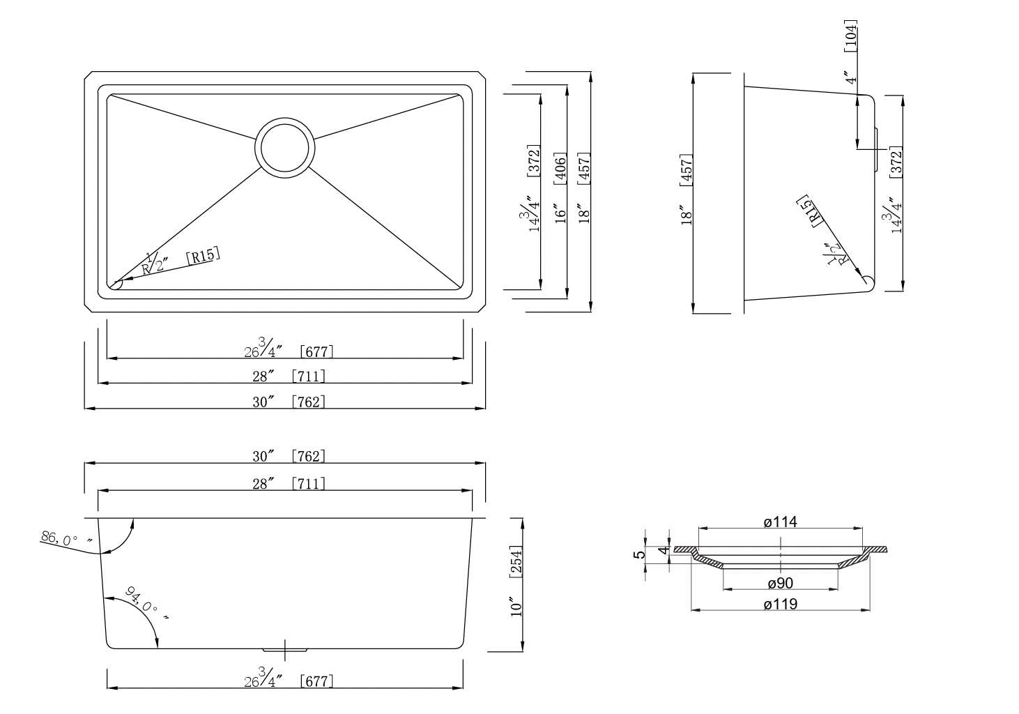 GSM-3018 Stainless Steel Kitchen Sink