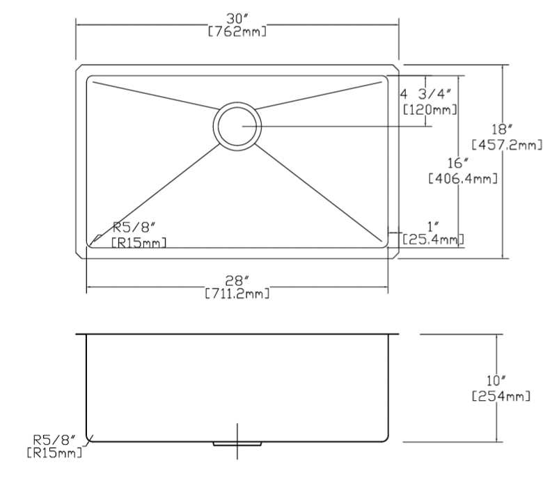 DSM-3018 Sink Undermount for Kitchen 30x28