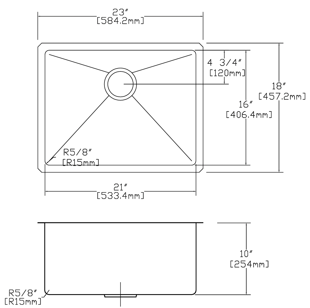 DSM-2318 UNDERMOUNT SINK 2318 16G