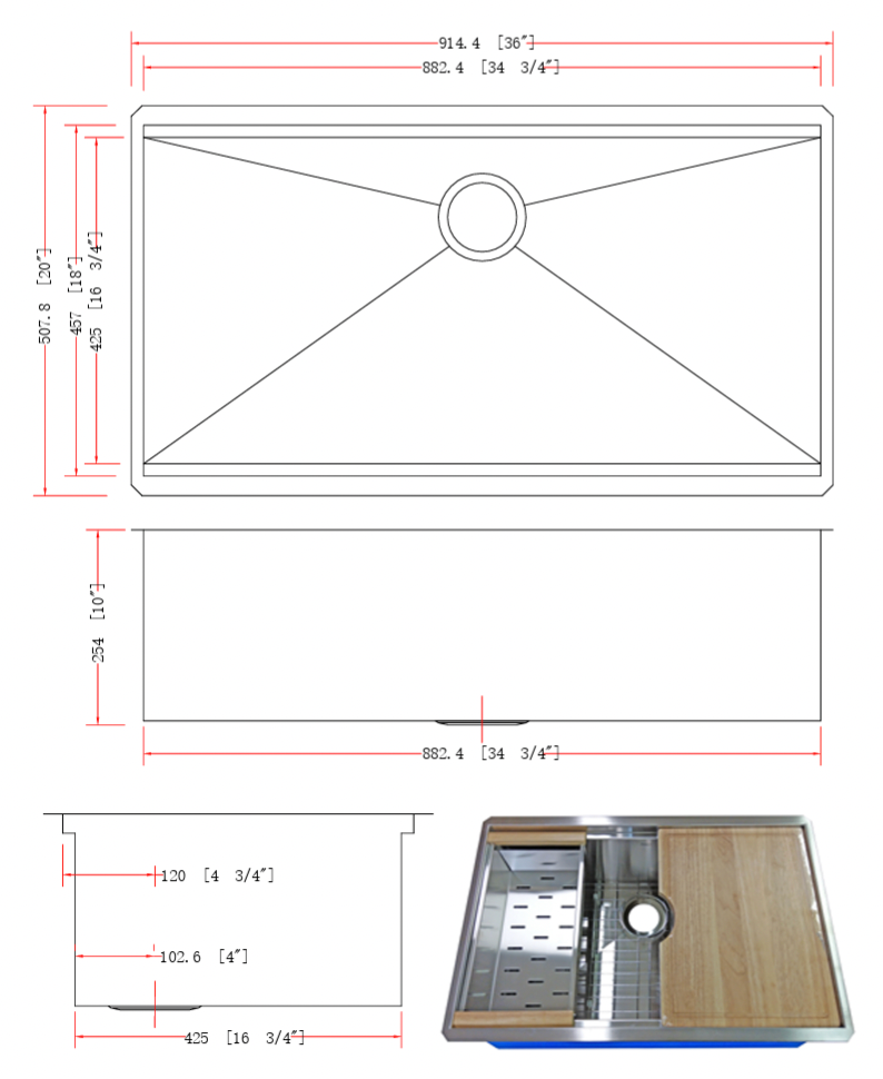 DSL-3620 SINK WORKSTATION SINGLE BOWLKITCHEN