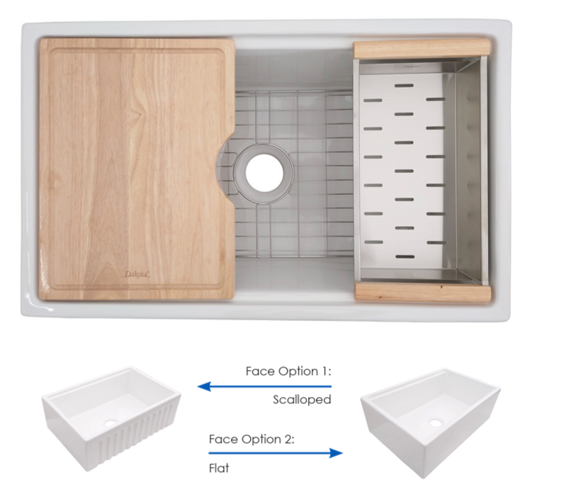 DSE-FCAL3320S FIRECLAY APRON / FARMHOUSE SINGLE BOWL KITCHEN WITH ACESSORIES