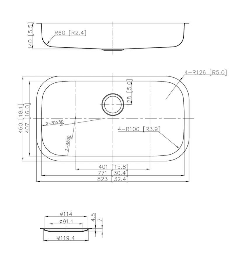 GSR-18-3218 ADA Genesis Series 32x18 18G Stainless Steel Sink