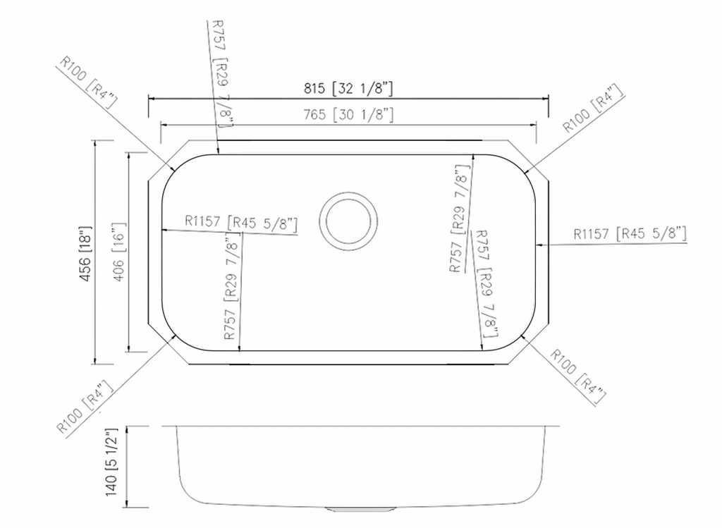SINK 3218 ADA PLVS 18 GAUGE STAINLESS STEEL SINGLE BOWL UNDERMOUNT KITCHEN SINK 32 1/8 X 18