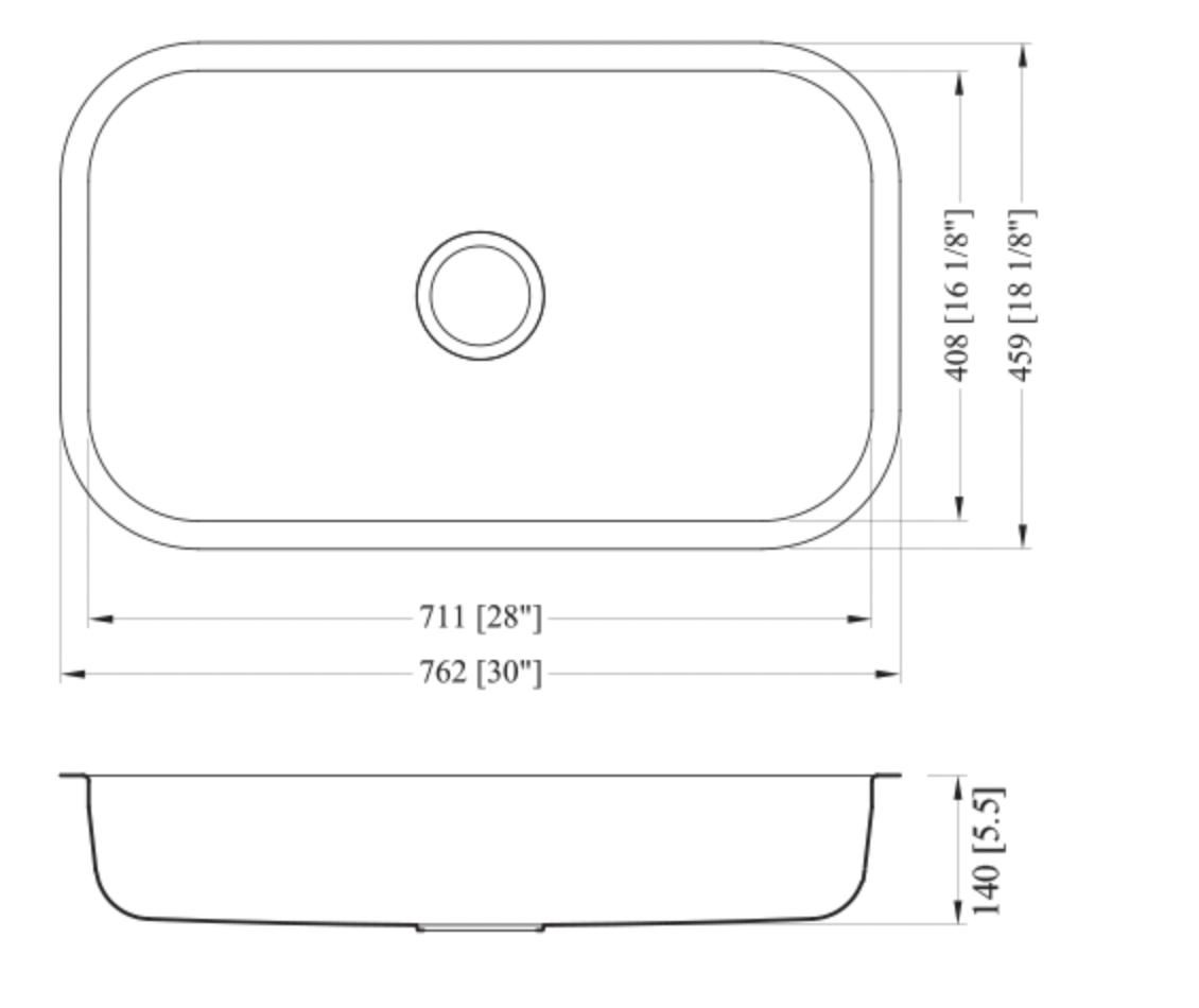 GSR-18-3018ADA - Genesis Series 30x18 18G Stainless Steel Sink