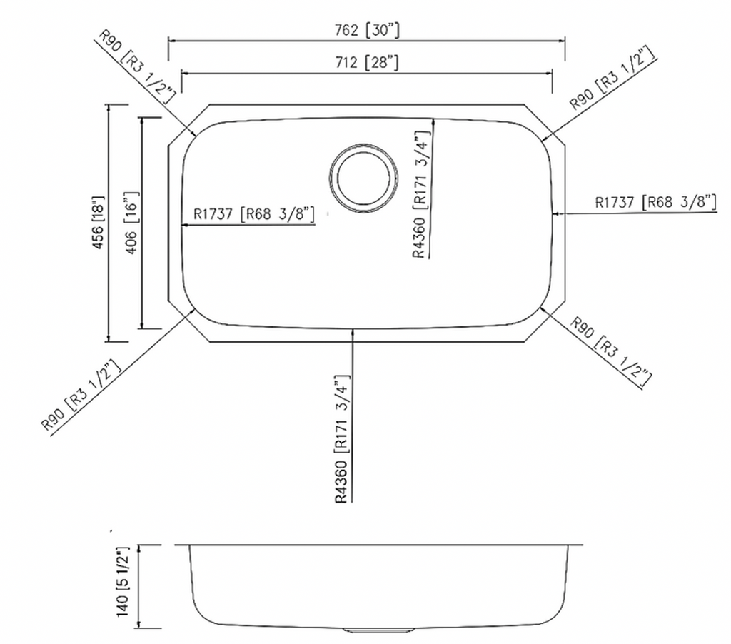 SINK 3018 PLVS ADA 18 GAUGE STAINLES STEEL SINGLES