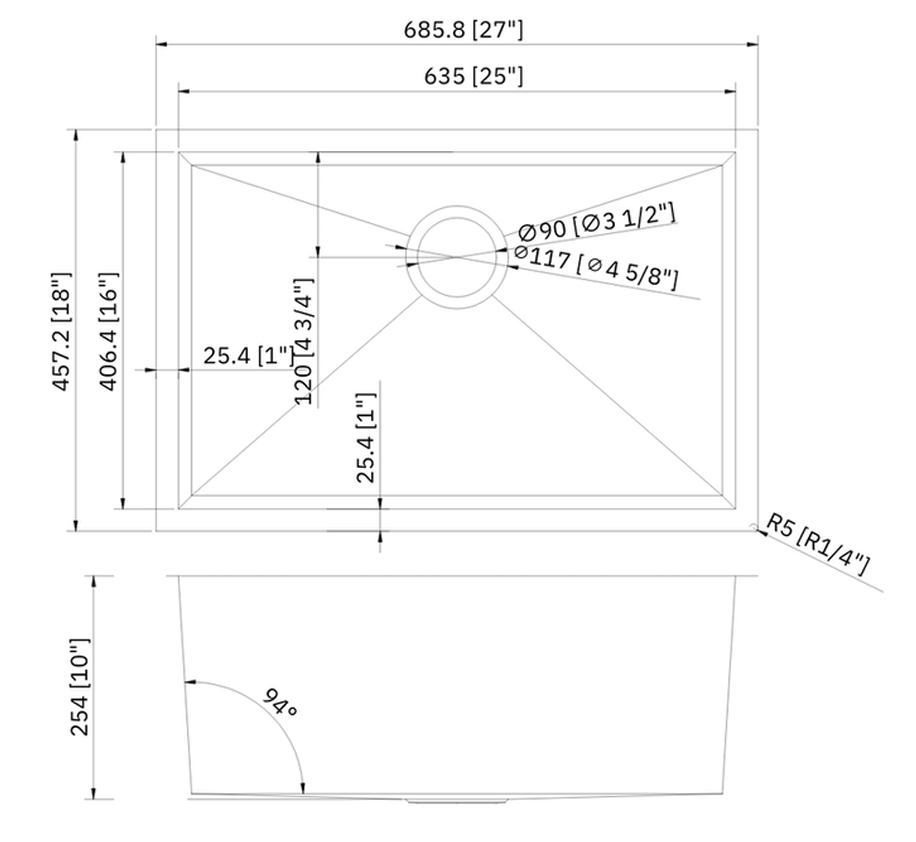 PL-HA111R0 Sink 27x18